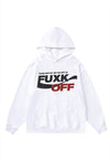 Punk hoodie grunge slogan pullover raver top in white