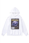 Moon print hoodie abstract space pullover jumper in white