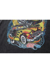 Racing car t-shirt old flame print long tee retro auto top