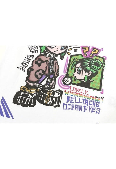 Billie Eilish t-shirt Anime tee Japanese retro top in white