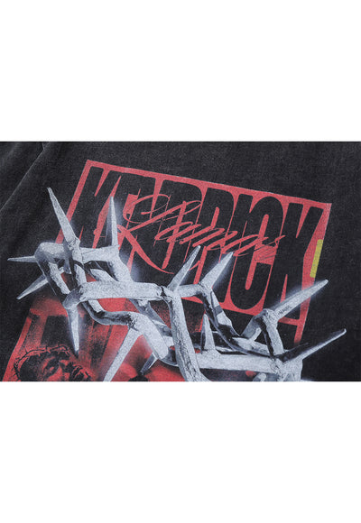 Kendrick Lamar t-shirt rapper print tee retro hip-hop top in vintage grey