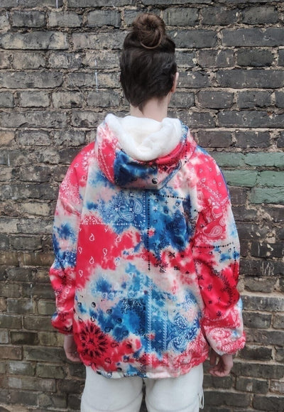 Tie-dye fleece jacket reversible handmade paisley bomber