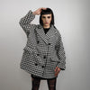 Houndstooth jacket Chequerboard outdoor blazer SKA aviator chess pattern coat dogtooth double breasted pea coat in black and white