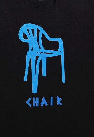 Chair print t-shirt grunge tee retro raver top in black