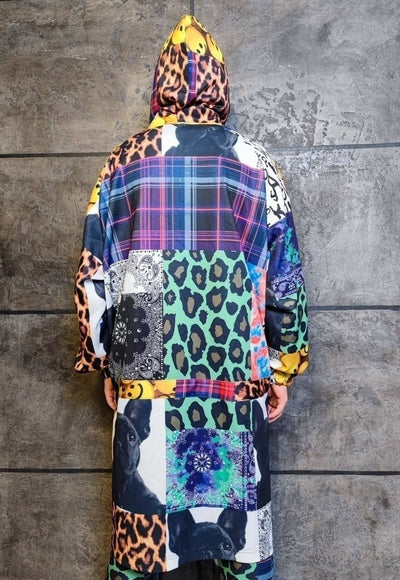 Tartan check jacket handmade emoji smile windbreaker leopard