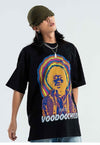 Flame t-shirt abstract sky tee skater rainbow top in black