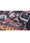 Anime t-shirt old Naruto tee retro Japanese top in acid grey