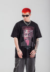 Basketball print t-shirt sports tee Denis Rodman top black