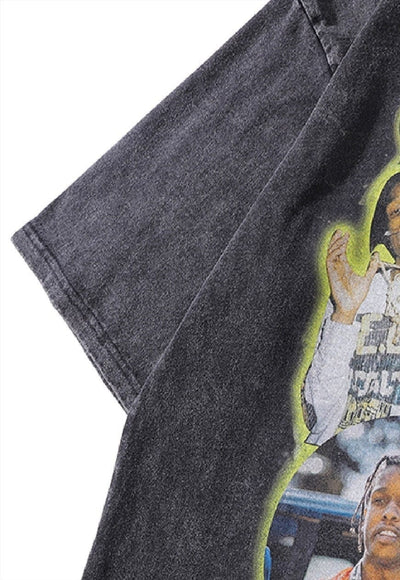 Rapper t-shirt hip-hop tee grunge gangster top in grey