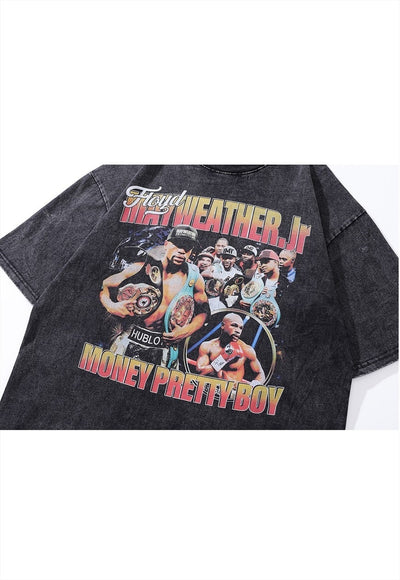 Floyd Mayweather t-shirt boxer print tee retro sports top