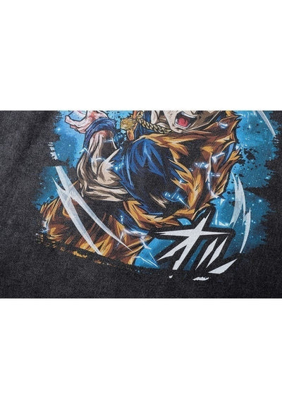 Anime t-shirt old Dragon ball Z tee retro Japanese top grey