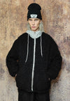 Fluffy fleece jacket faux fur 90s hooded bomber in black