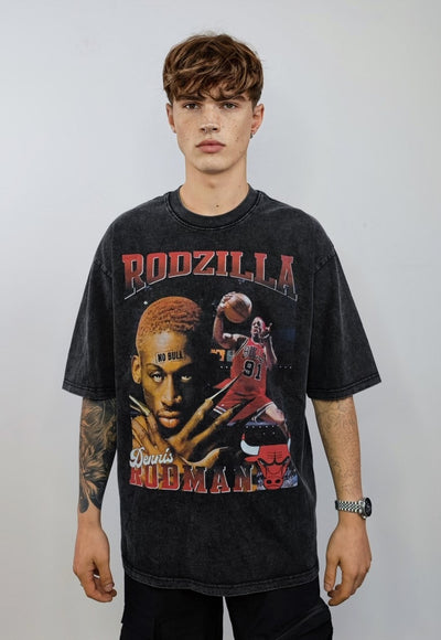 Dennis Rodman t-shirt vintage wash tee retro Rodzilla top