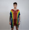 Rainbow mesh top Gay pride sweater rave poncho transparent jumper LGBT see-through blouse carnival sweatshirt crochet t-shirt in multi