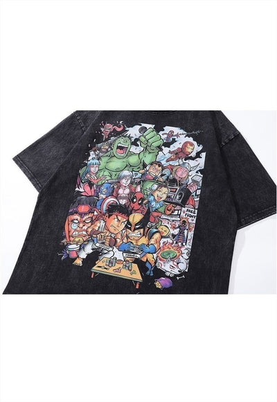 Japanese cartoon t-shirt old anime tee retro monster top