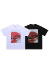 Illusion slogan t-shirt abstract print tee grunge top white