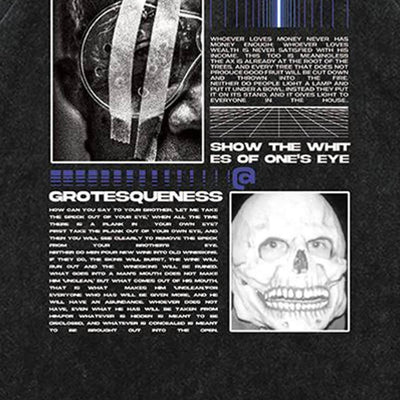 Gothic t-shirt vintage wash skull print top punk tee in grey