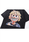 Trippie t-shirt rapper print tee hip-hop top in vintage grey