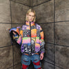 Paisley bomber handmade detachable bandanna puffer devil horn jacket skeleton print coat reversible jacket in rainbow black