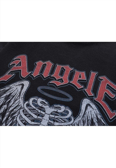 Angel wings sweater bones knit distressed scary jumper black