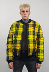 Tartan check varsity jacket purple flame reversible bomber