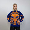 Skeleton sweater knitted bones jumper rib cage knitwear top grunge sweatshirt knit punk rocker pullover in cream red