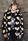 Heart fleece coat handmade 2in1 hood emoji trench jacket