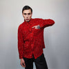 Sequin embellished shirt long sleeve glitter blouse shiny fancy dress top going out sweatshirt boho sparkly jumper in red