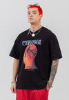 Punk print t-shirt retro grunge tee raver top in black