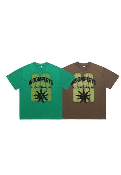 Surfer t-shirt tattoo print tee grunge sea top in green