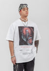 Cyber punk print t-shirt grunge monster tee raver top white