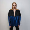 Transparent blazer see-through jacket going out coat fancy dress bomber catwalk blazer sheer glam rocker top satin varsity in blue black