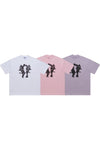 Pentagram heart t-shirt couple print tee love top in pink