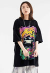 Rainbow t-shirt abstract tee skater neon top in white