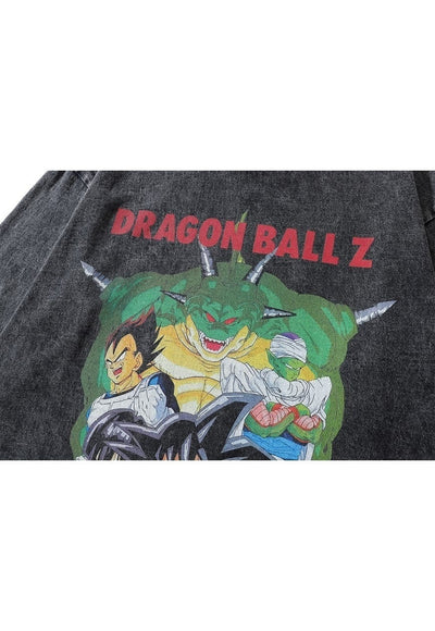 Dragon ball Z t-shirt old anime long tee retro top acid grey