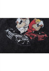 Street fighter t-shirt vintage wash long tee anime top grey