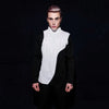 Color block top long sleeve half white half black jumper sheer sweatshirt see-through punk jumper structured going out funeral party t-shirt