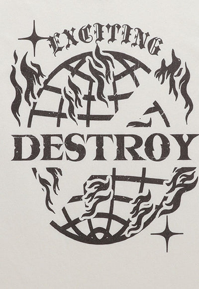 Destroy slogan t-shirt grunge earth tee retro Gothic top