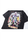 Anime t-shirt Japanese cartoon tee vintage wash top in grey