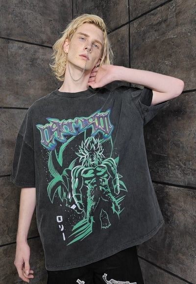 Premium DBZ Anime t-shirt vintage wash Dragon ball tee black