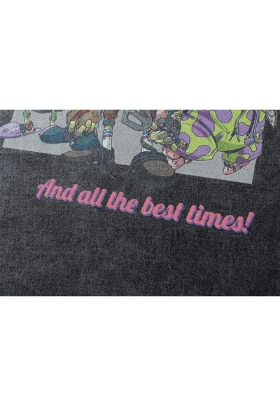 Sponge Bob t-shirt grunge cartoon long tee retro top in grey