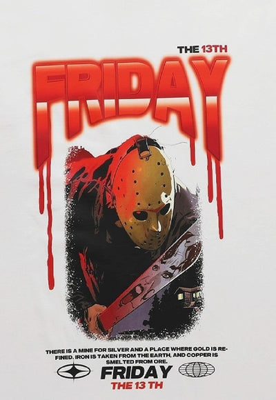 Friday the 13th t-shirt Jason killer tee movie top in white