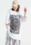 Graffiti t-shirt Gothic tee grunge geometric top in White