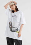 Cassette print t-shirt retro tee skater graffiti top black