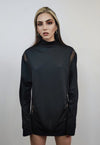 Mesh top black sheer turtleneck sweatshirt transparent top