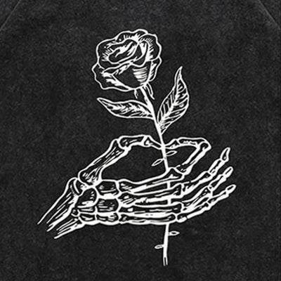 Skeleton palm t-shirt vintage rose top retro gothic tee grey