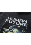 Bionic hoodie cyborg print pullover grunge top in acid grey