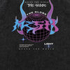 Cyberpunk tshirt globe print top vintage wash retro rave tee