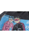 Anime hoodie couple print pullover Japanese top in grey