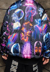 Psychedelic bomber jacket handmade detachable raver puffer